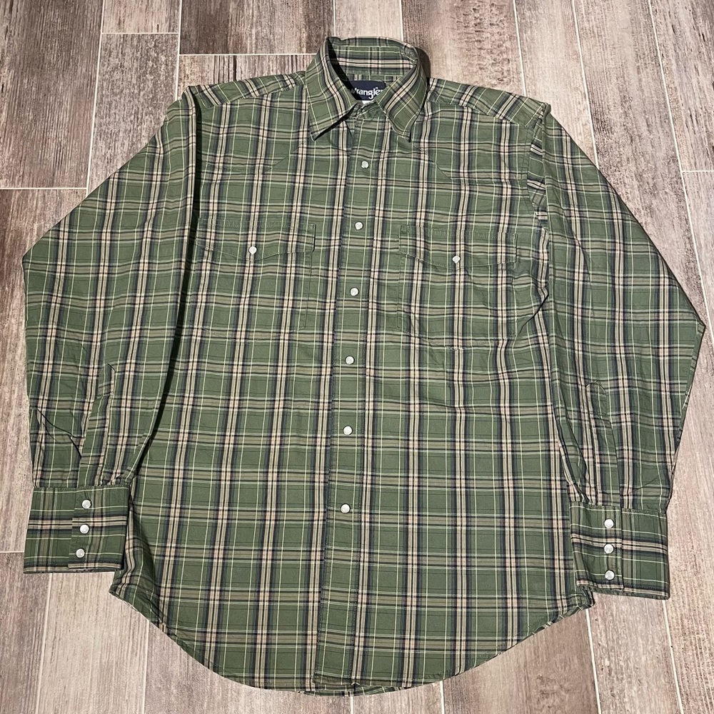 Vintage Wrangler Pearl Snap Button Up Green S